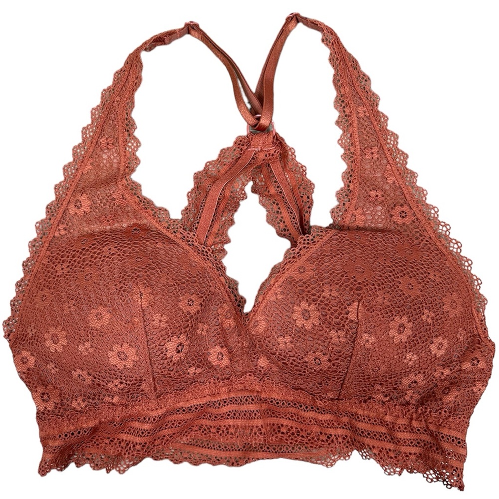 Victoria’s Secret Burnt Orange Lace Floral Bra Bralette Size Small